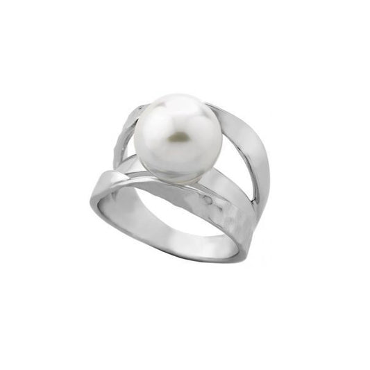 MAJORICA JEWELRY Mod. 11647.01.2.917.010.1 elegant silver ring with a beautiful pearl centerpiece.