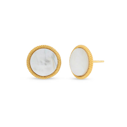 MAJORICA JEWELRY Mod. 17785.00.1.E00.906.1 gold round earrings with mother of pearl accents
