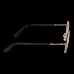 Side profile of MARCIANO BY GUESS MOD. GM0380 55005 lady's eyeglasses with elegant black and gold frame design.