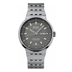 MIDO MOD. ALL DIAL 20TH ANNIVERSARY INSPIRED BY ARCHITECTURE Limited edition watch, silver band, front view.