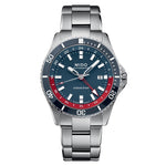 MIDO MOD. OCEAN STAR GMT luxury watch in stainless steel with blue and red dial showcasing elegant design and exceptional functionality