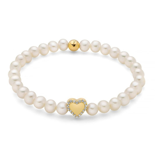 MILUNA Mod. PBR3505G-TPZ bracelet with pearls and a heart detail.