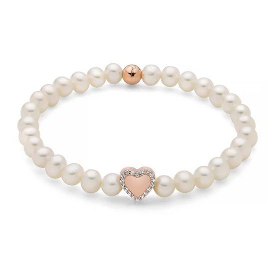 MILUNA Mod. PBR3505R-TPZ elegant pearl bracelet with heart charm