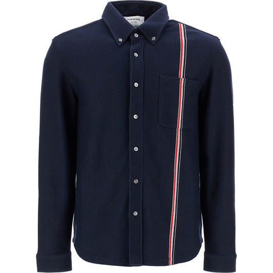 Thom Browne "button-down overshirt in knit with tricolor Vests Thom Browne