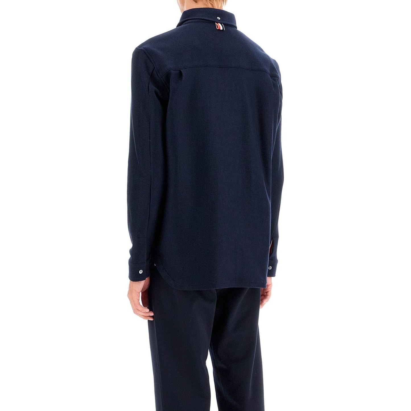 Thom Browne "button-down overshirt in knit with tricolor Vests Thom Browne