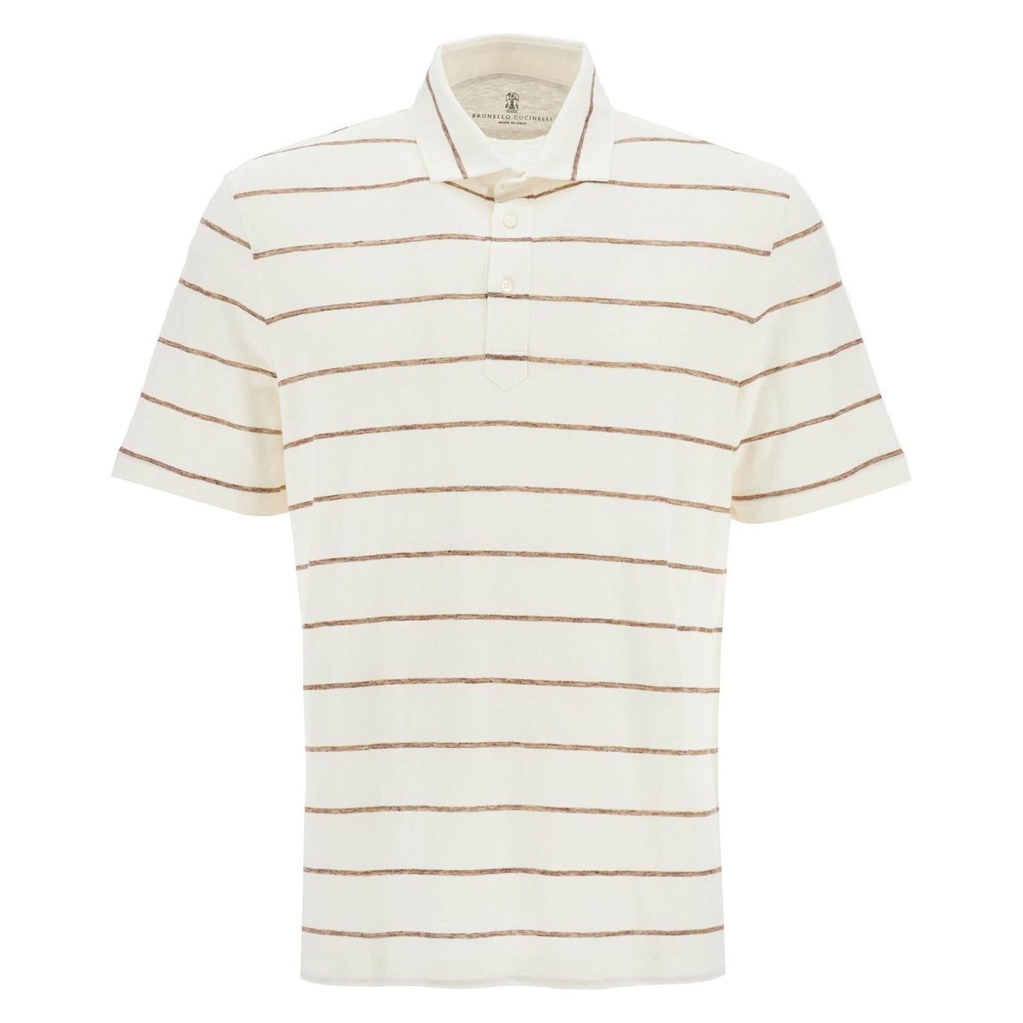 Brunello Cucinelli striped linen and cotton polo shirt Topwear Brunello Cucinelli