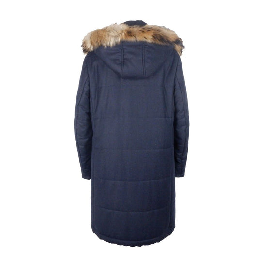 Made in Italy Blue Cashmere Men's Raincoat