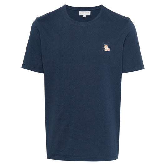 Maison Kitsuné Maison Kitsune Bold Fox Head cotton T-shirt in navy blue with Chillax Fox motif and crew neck, short sleeves.