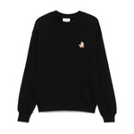 Maison Kitsuné Maison Kitsune speedy fox patch comfort sweatshirt in black with ribbed cuffs and hem