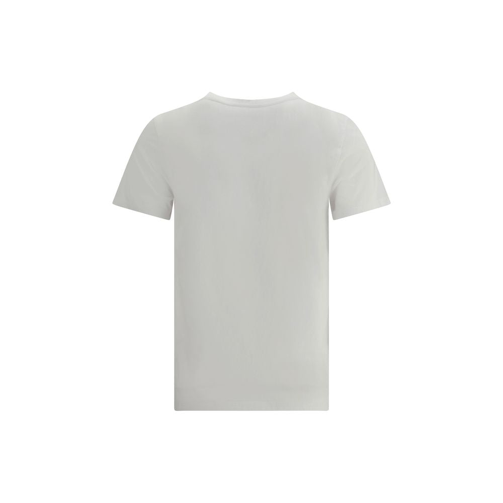Back view of Maison Kitsuné White Cotton T-Shirt showcasing simple design with ribbed crew neck for a casual look, AW25 collection.