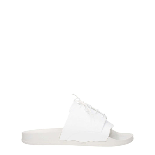 Maison Margiela White Cotton Slippers with rubber sole and open toe design, MPN S57WX0080P5411H0518, stylish street footwear.