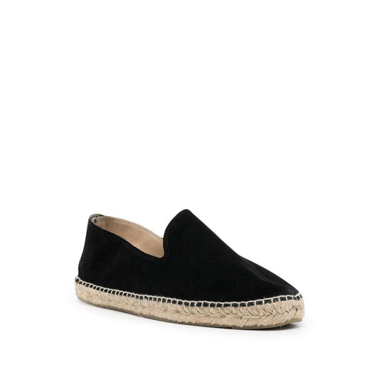 Manebí MANEBI Flat shoes Black suede espadrilles with round toe and braided raffia sole.