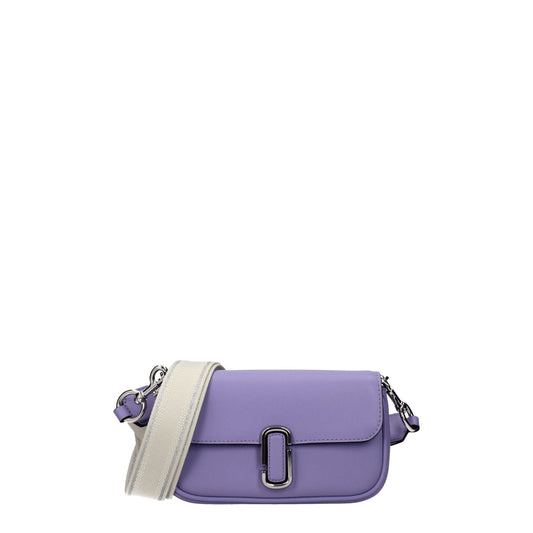 Marc Jacobs Purple Leather Crossbody Bag with removable and adjustable strap, front and back logo, perfect for casual style.