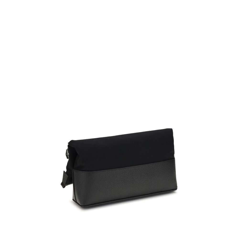 Margiela Black Cotton Shoulder Bag with adjustable leather strap and iconic details