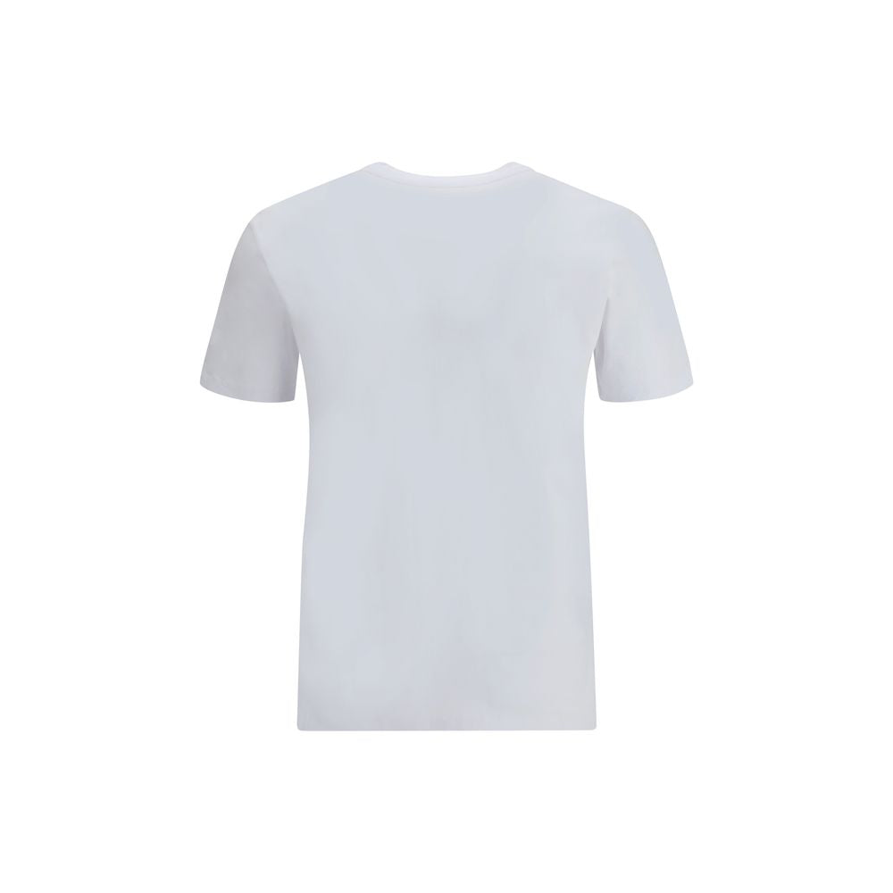 Margiela Multicolor Cotton T-Shirt showcasing the back view with ribbed crew neck, monochrome pattern, perfect for versatile style.
