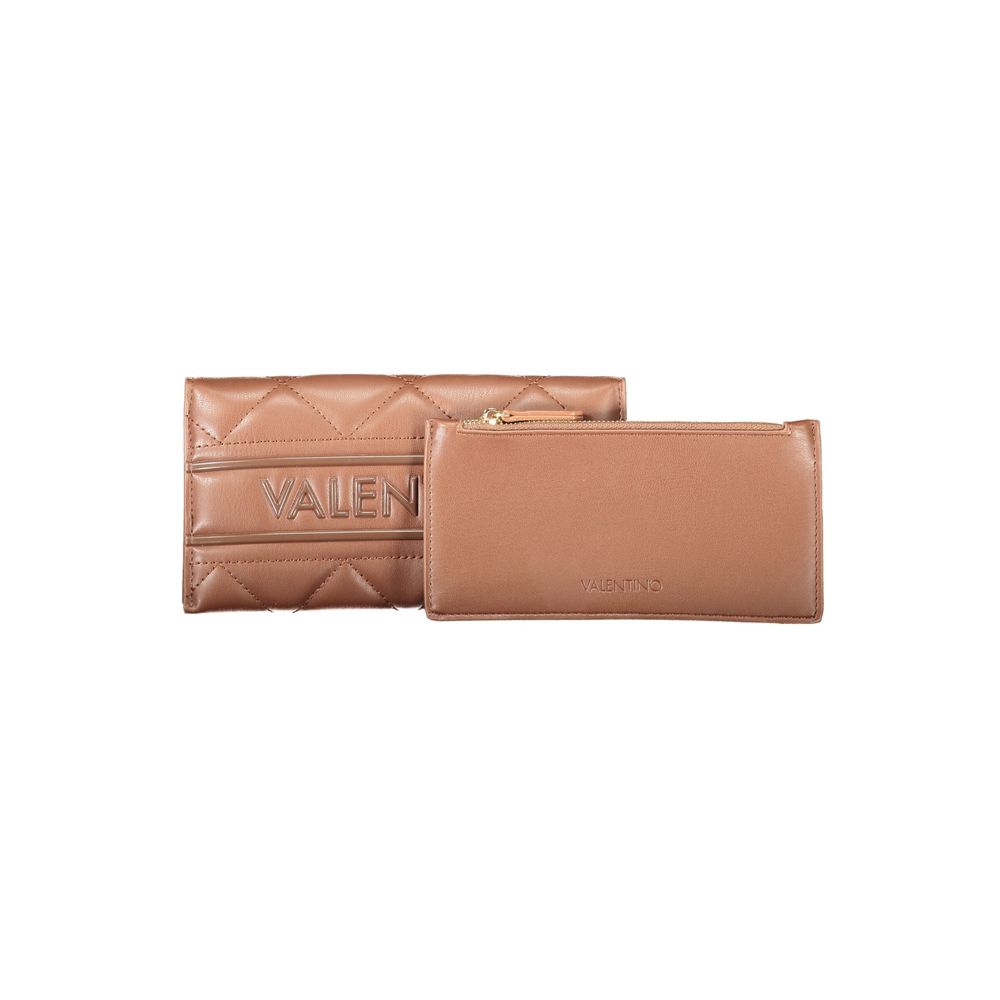 Mario Valentino Brown Polyethylene Women Wallet with dual compartments and sleek zip closure