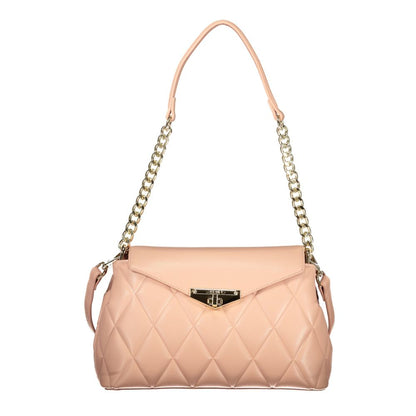 Mario Valentino Pink Polyethylene Women Handbag with chain handle, adjustable strap, and contrasting details.