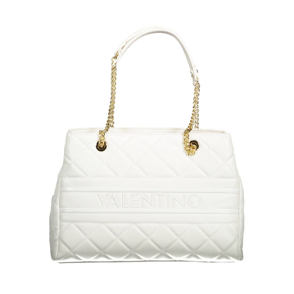 Mario Valentino White Polyethylene Women Handbag with iconic logo and elegant design, featuring twin handles and zip closure.