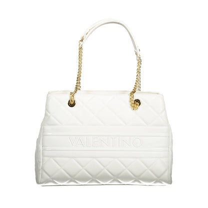 Mario Valentino White Polyethylene Women Handbag with iconic logo and elegant design, featuring twin handles and zip closure.