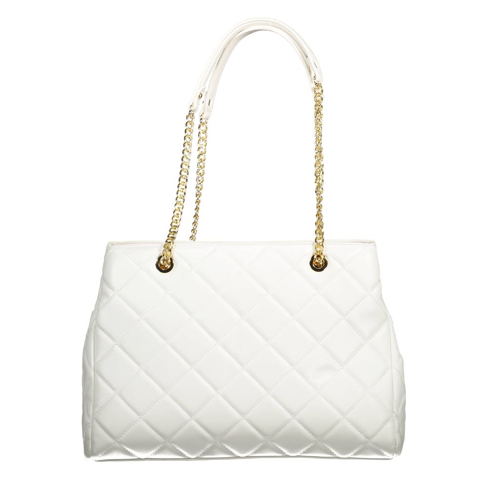 Mario Valentino White Polyethylene Women Handbag with twin handles and adjustable strap, showcasing elegance and luxury.