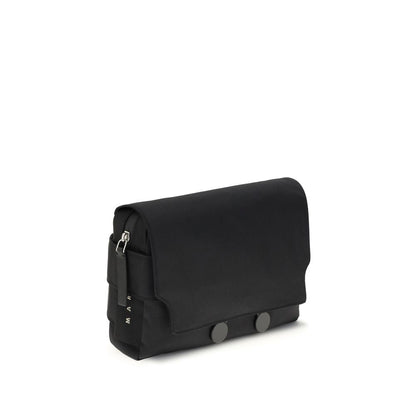 Marni Black Polyamide Clutch Bag with satin metal magnetic closure and exterior flat pocket for urban style and functionality.