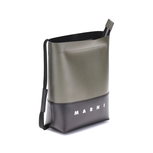 Marni Colorblock Shoulder Bag with adjustable ribbon strap, zipper closure, palladium elements, and Marni logo, made of 100% polyester.
