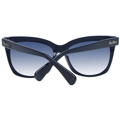 Max Mara Blue Plastic Sunglasses with full-rim cat-eye style, blue gradient lenses, and branded case for women. UV protection included.