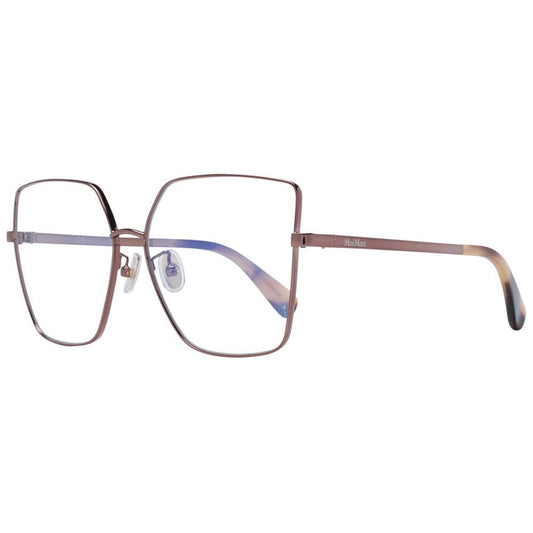 Max Mara Brown Women Glasses Frame in full-rim butterfly style, featuring brown plastic frame, demo lenses, and branded case included.
