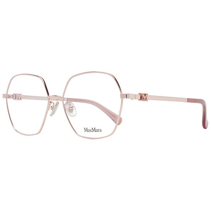 Max Mara Rose Gold Metal Glasses (Frames) full-rim design for women, featuring rose gold metal frame and demo plastic lenses, includes branded case.