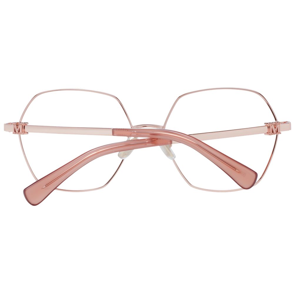 Max Mara Rose Gold Metal Glasses (Frames) for women, full-rim design with demo plastic lenses, includes branded case