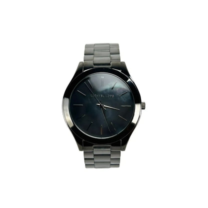 Michael Kors Slim Runway Gun Metal Stainless Steel Watch MK3413 NO BOX with minimalistic design and non-numeric markers.