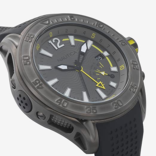 NAUTICA Mod. NAPBRW003 gent's quartz analog watch, 44mm case, water resistant 20 ATM with mineral dial, black bracelet, in official box.