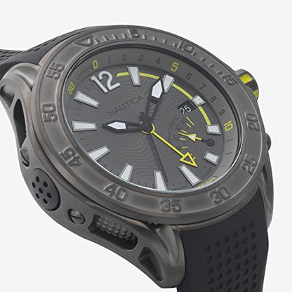 NAUTICA Mod. NAPBRW003 gent's quartz analog watch, 44mm case, water resistant 20 ATM with mineral dial, black bracelet, in official box.