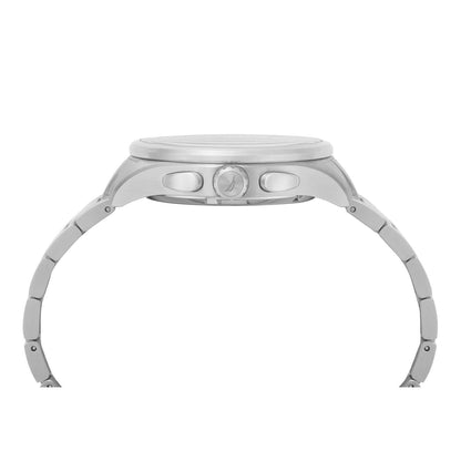 Side view of NAUTICA Mod. NAPSHG003 Gent's Quartz Watch, 44mm case, water resistant 10 ATM, mineral dial, with metal bracelet.