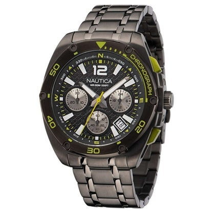 NAUTICA Mod. NAPTCF210 men's quartz analog watch, 10 ATM water resistance, 44 mm case, mineral dial, official packaging included.
