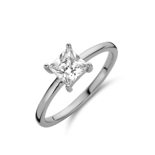 NEW BLING Mod. 9NB-0586-56 elegant diamond engagement ring on sleek metal band