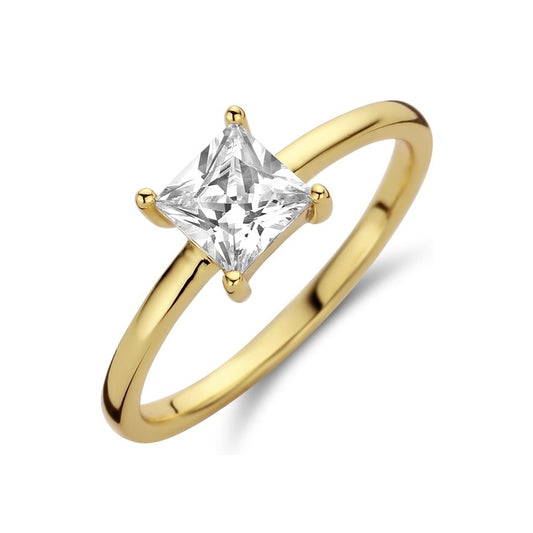 Elegant gold ring with a square diamond. NEW BLING Mod. 9NB-0598-54 jewelry for special occasions.