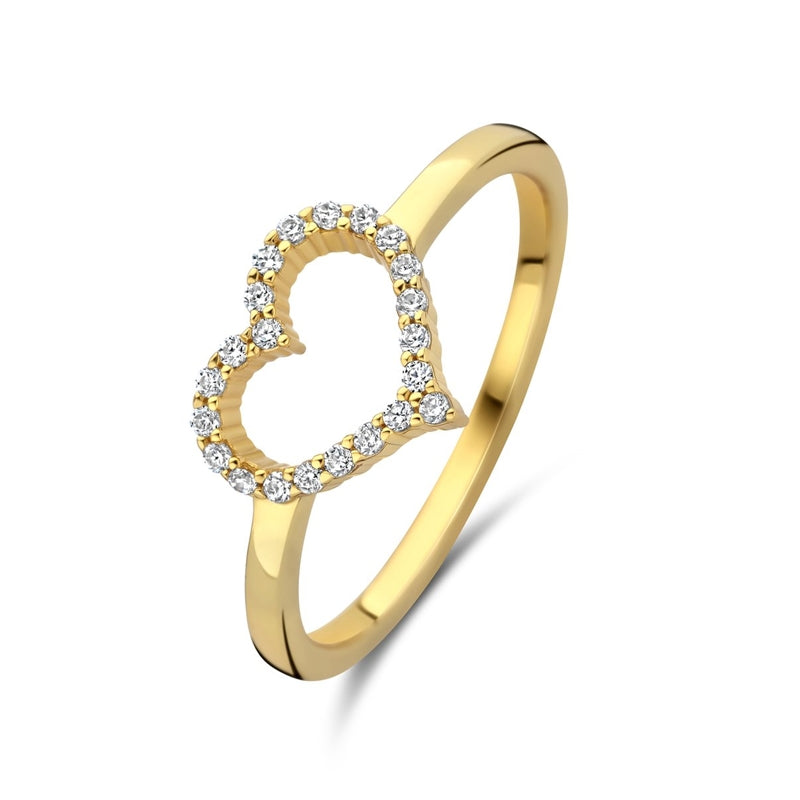 Gold ring with diamond heart design, featured as NEW BLING Mod. 9NB-1447-58 jewelry, showcasing elegant craftsmanship.