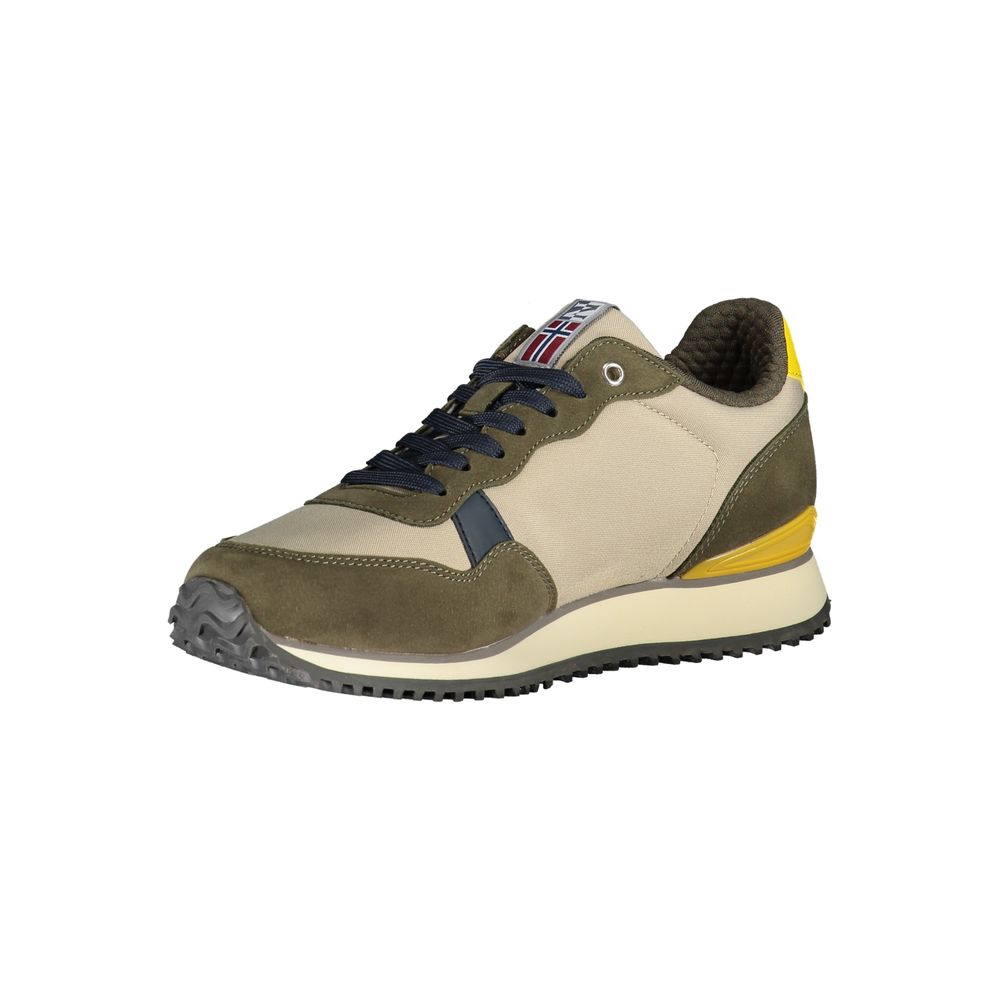 Napapijri Elegant Beige Lace-Up Sporty Sneakers with contrast laces and brand logo, showcasing urban style and comfort.