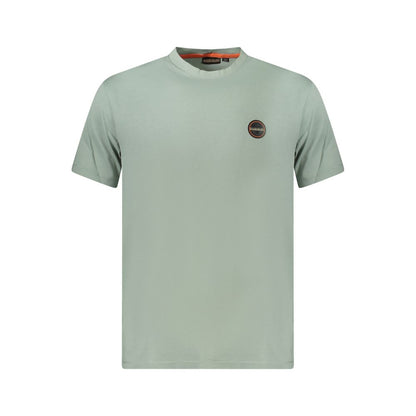 Napapijri Green Cotton Men T-Shirt with crew neck and logo on chest, 100% organic cotton, short-sleeve, sustainable fashion