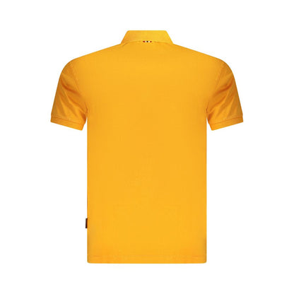 Back view of Napapijri Orange Cotton Men Polo Shirt with short sleeves.