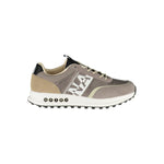 Napapijri Sleek Laced Sports Sneakers with Contrast Accents in gray, showcasing bold logo and stylish design, perfect for modern comfort.