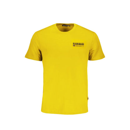 Napapijri Yellow Cotton T-Shirt, short-sleeved, regular fit, crew neck, with logo print, made from 100% organic cotton.
