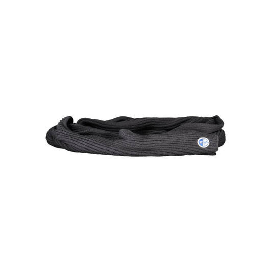 North Sails Black Cotton Scarf with logo, 30x190 cm, stylish accessory for warmth and fashion.