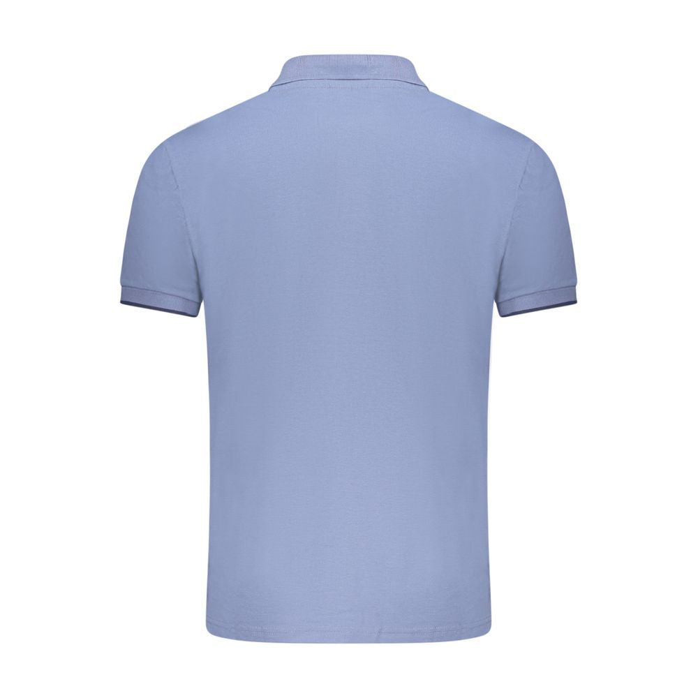 Back view of North Sails Blue Cotton Men Polo Shirt with short sleeves and premium cotton material for stylish comfort.