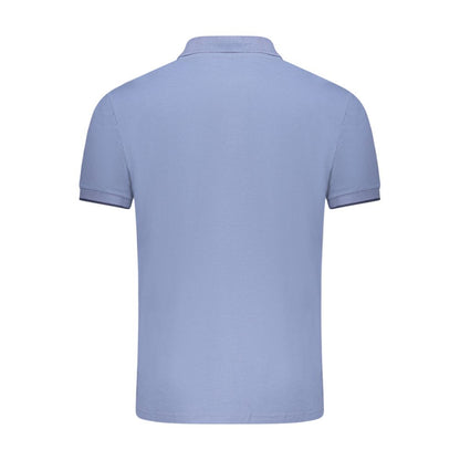 Back view of North Sails Blue Cotton Men Polo Shirt with short sleeves and premium cotton material for stylish comfort.