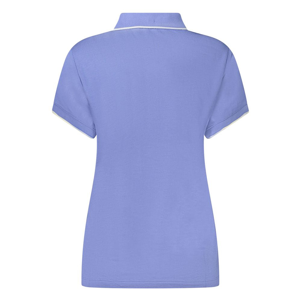 Back view of North Sails Blue Cotton Women Polo Shirt with short sleeves and elegant design