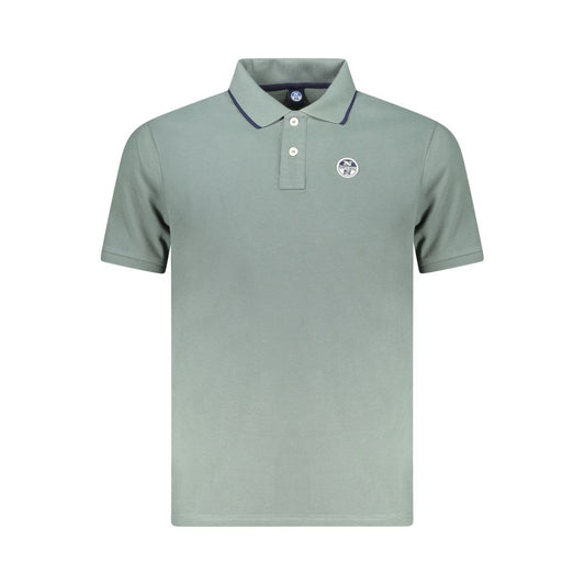 North Sails Green Cotton Men Polo Shirt with two-button placket and logo detail, 100% cotton, short sleeves, refined leisure style.