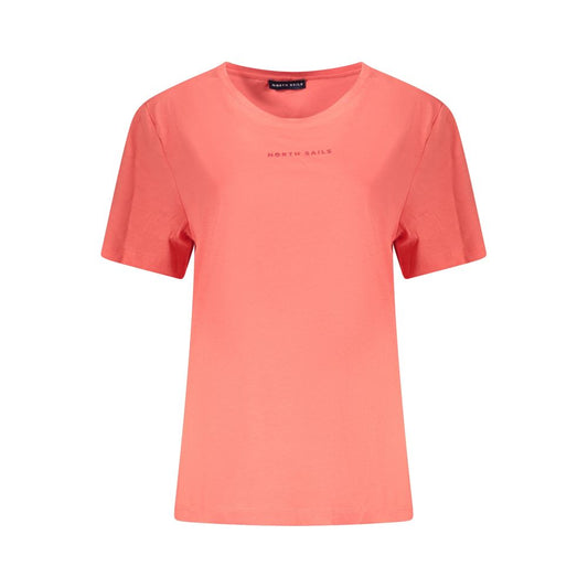North Sails Pink Cotton Women T-Shirt with short sleeves and embossed logo design