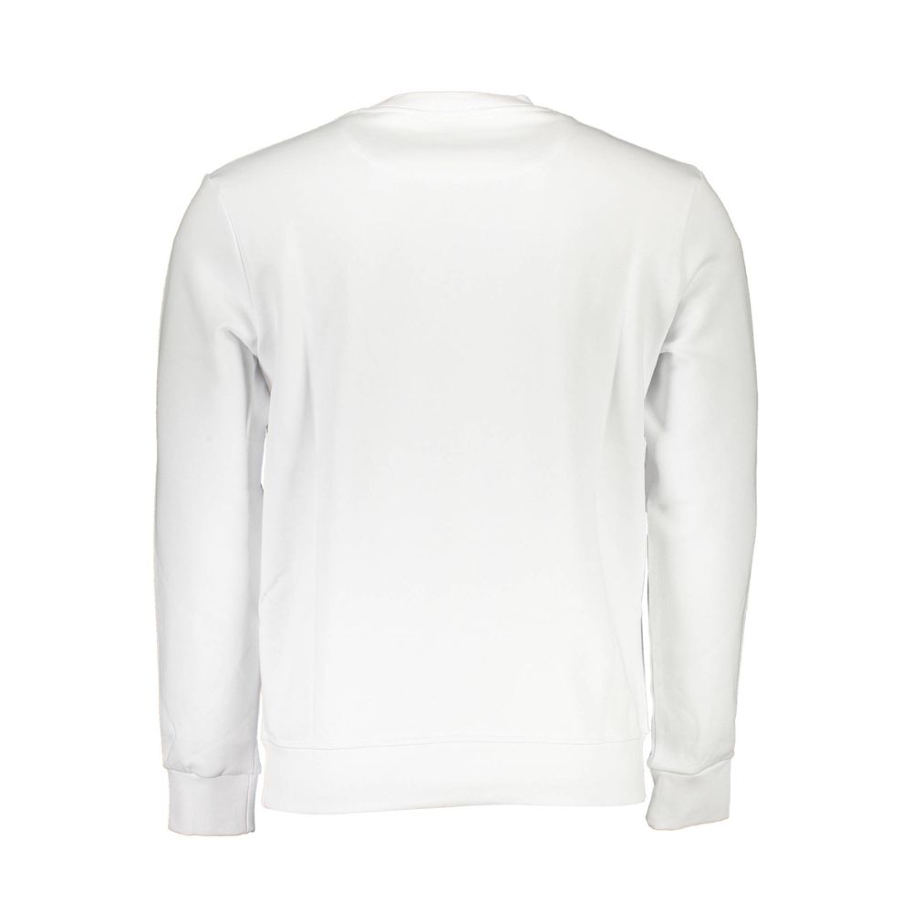 Back view of North Sails White Cotton Men Sweater with long sleeves and crewneck design, emphasizing comfort and nautical style.
